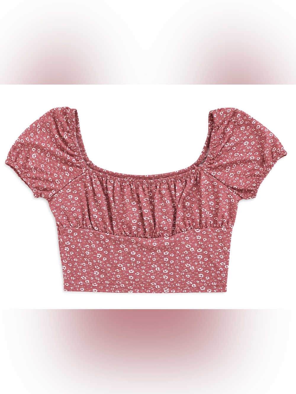 SHEIN Dusty Pink Floral-Print Crop Tank